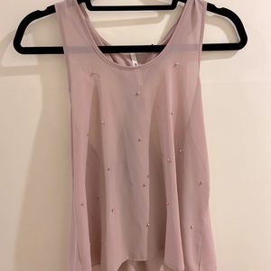 Light Mocha Racer Back Tank Top w/ pearl beads